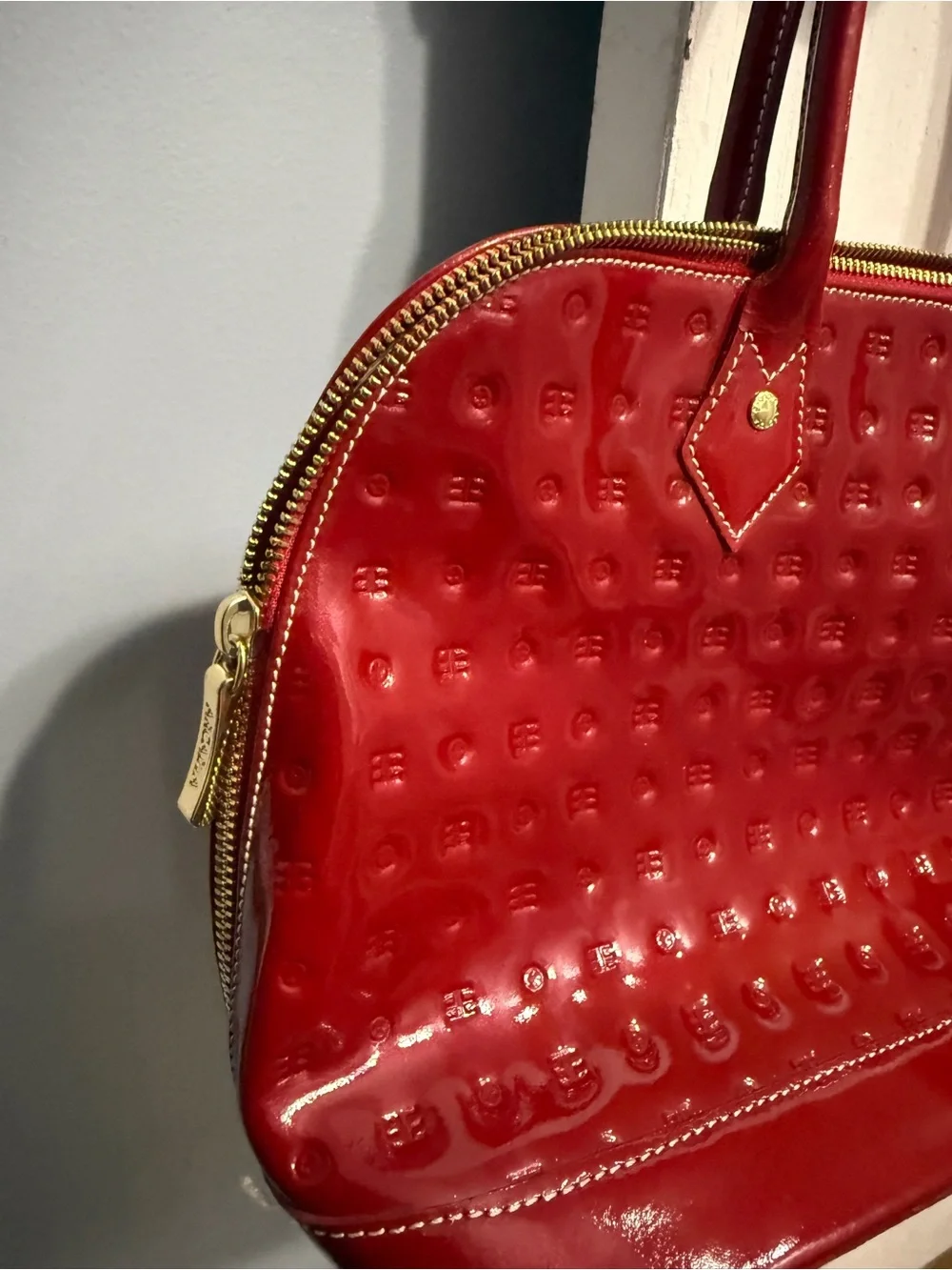 Arcadia Red Patent Dome-Style Satchel